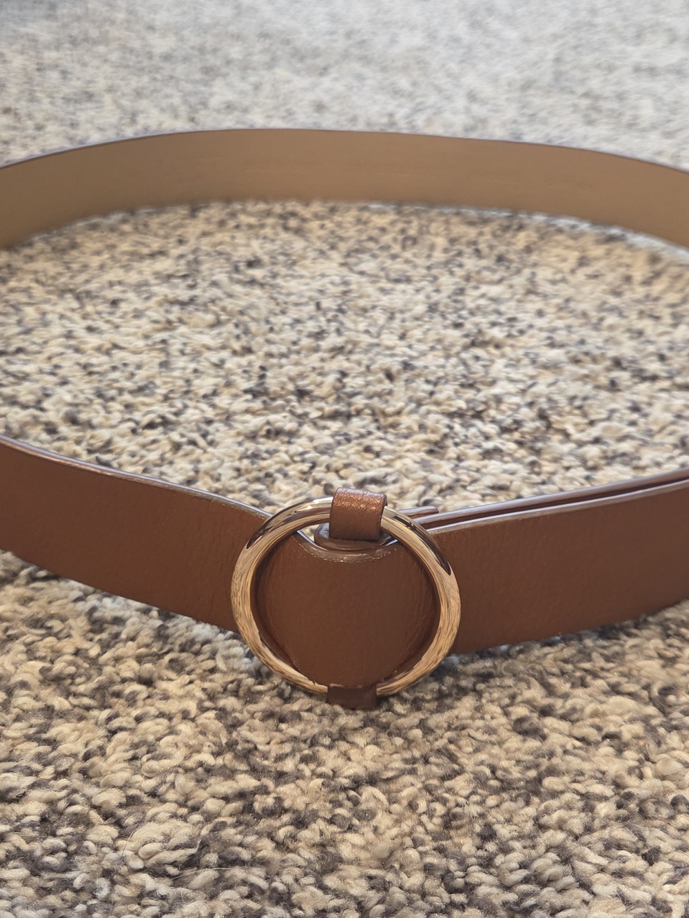 LOFT Tan Belt with Gold Ring Buckle